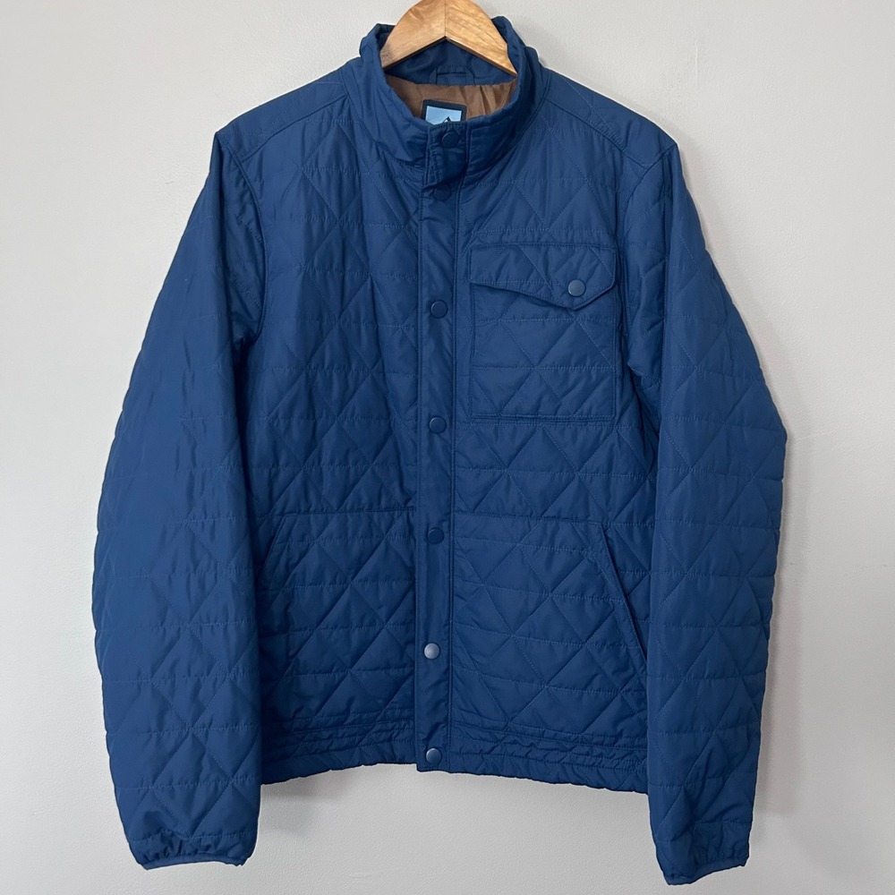 Iceburg Outerwear Quilted Jacket Men Large Blue Diamond Snap Front Insulated